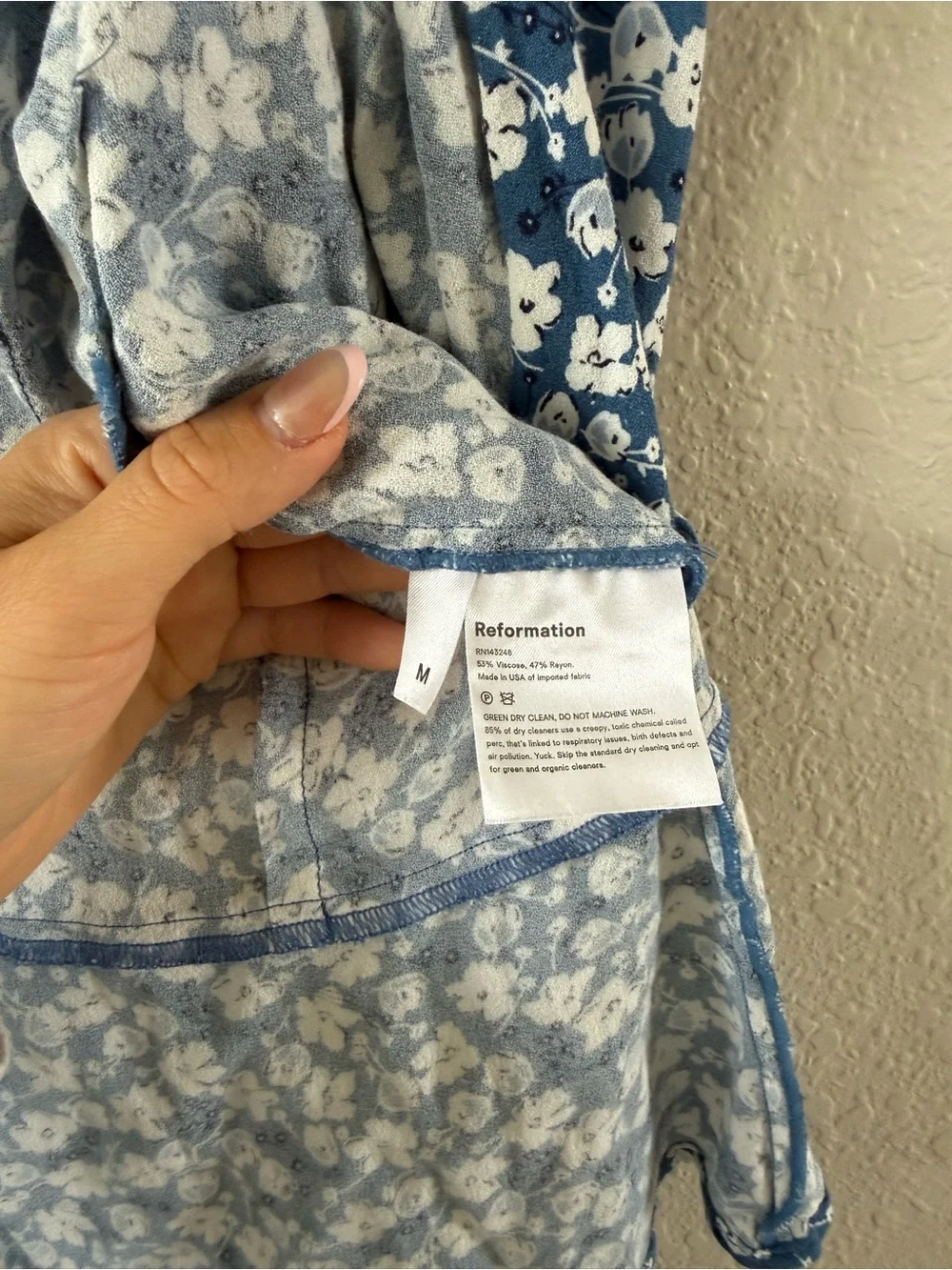REFORMATION POIRE FLORAL WRAP TOP